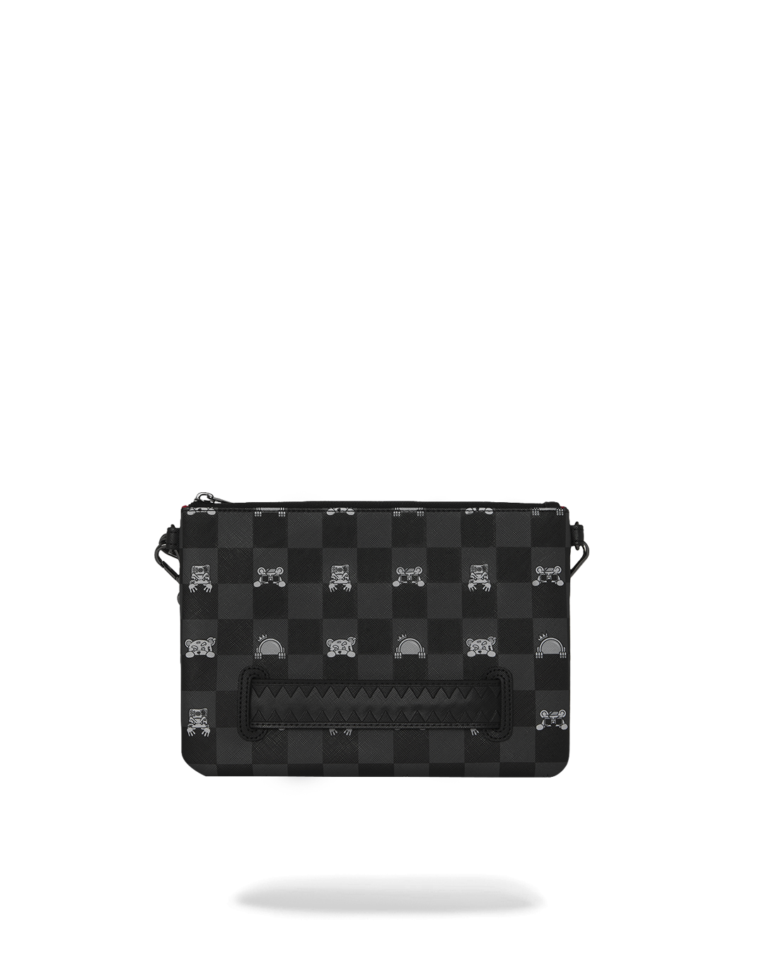 SPRAYGROUND® POUCHETTE GRAY PEEKING CHARACTER CHECK CROSSOVER CLUTCH