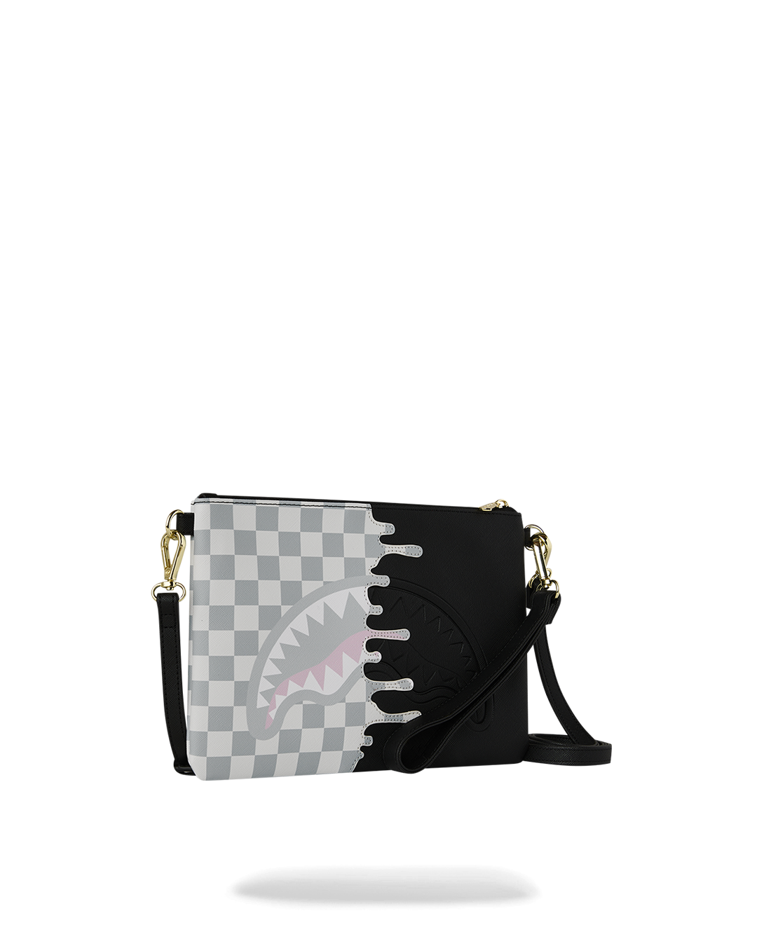 SPRAYGROUND® POUCHETTE CREAM CHECK SIDE DRIP CROSSOVER CLUTCH