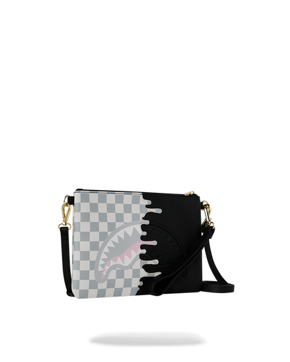 SPRAYGROUND® POUCHETTE CREAM CHECK SIDE DRIP CROSSOVER CLUTCH