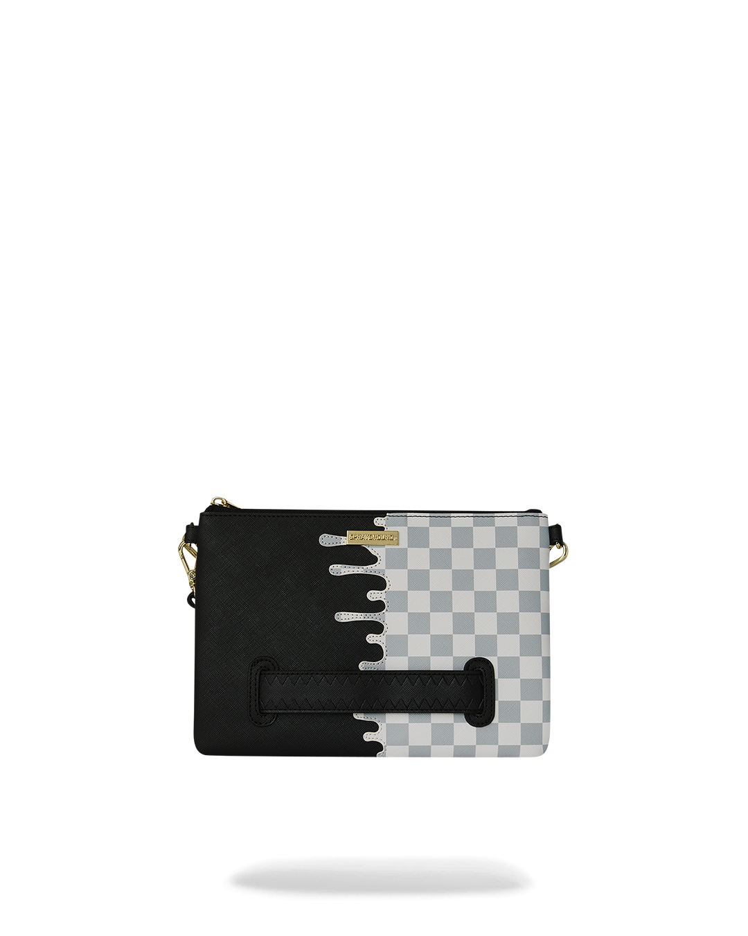 SPRAYGROUND® POUCHETTE CREAM CHECK SIDE DRIP CROSSOVER CLUTCH