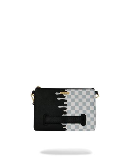 SPRAYGROUND® POUCHETTE CREAM CHECK SIDE DRIP CROSSOVER CLUTCH