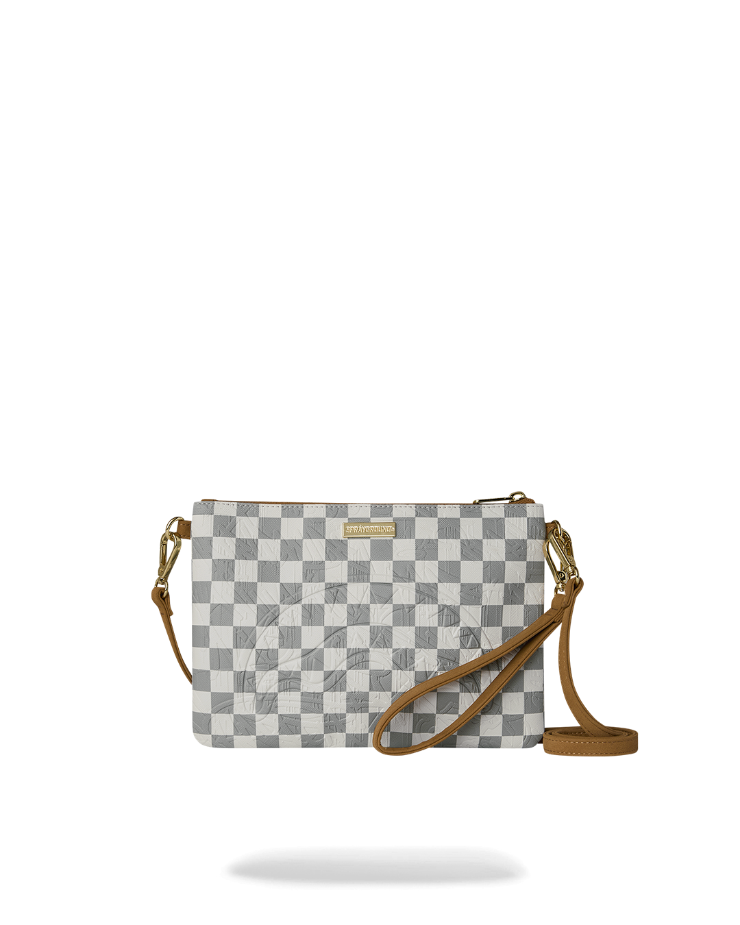 SPRAYGROUND® POUCHETTE GRAFF EMBOSSED CREAM CHECK CROSSOVER CLUTCH