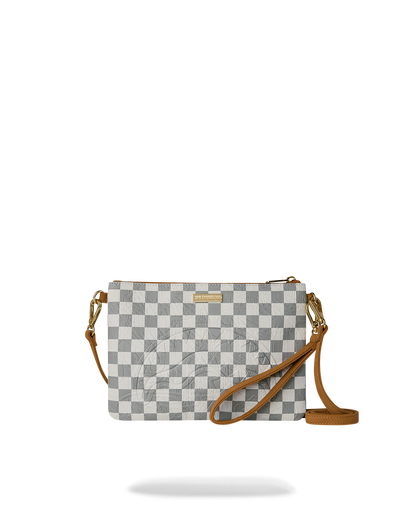 SPRAYGROUND® POUCHETTE GRAFF EMBOSSED CREAM CHECK CROSSOVER CLUTCH
