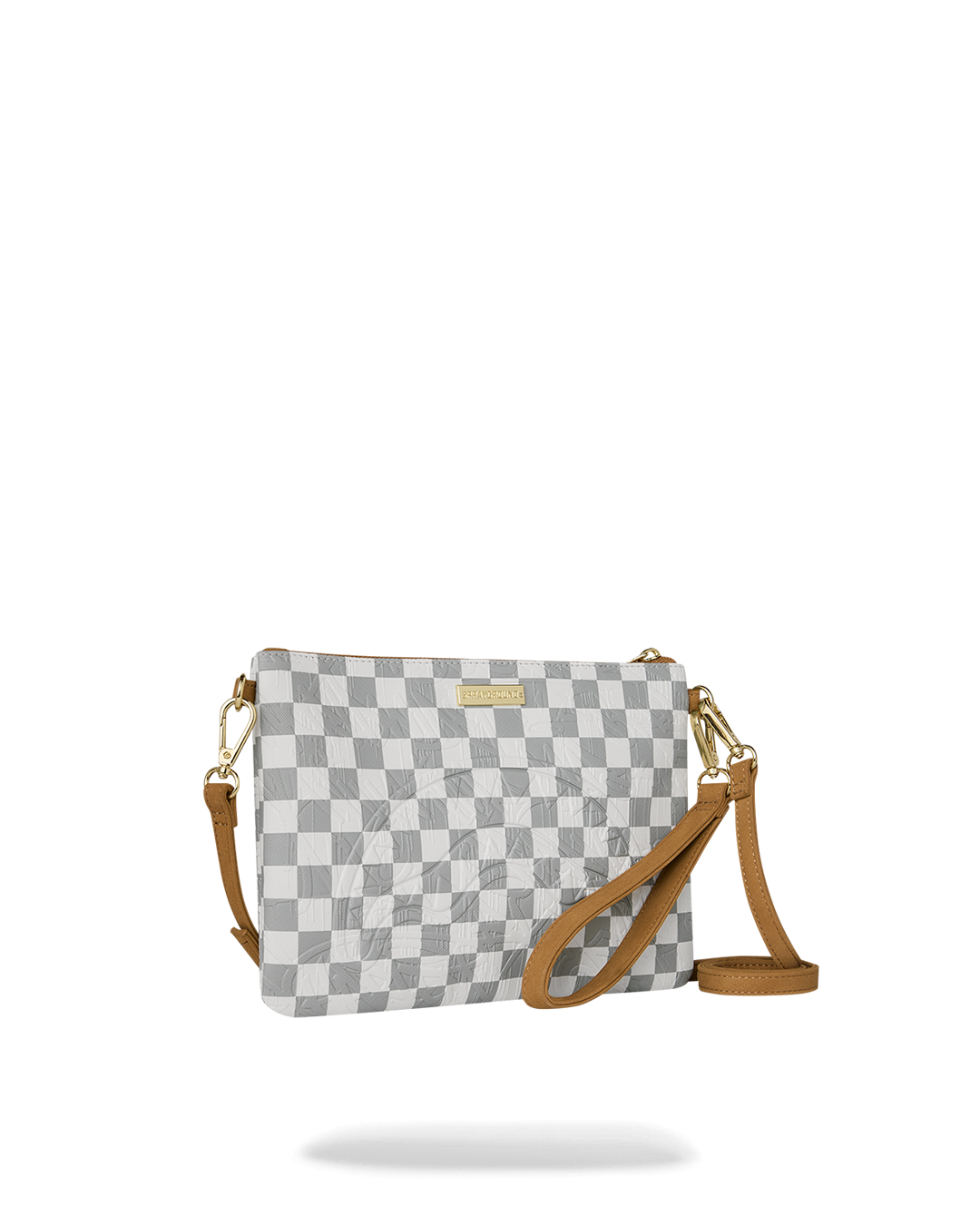 SPRAYGROUND® POUCHETTE GRAFF EMBOSSED CREAM CHECK CROSSOVER CLUTCH