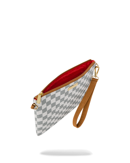 SPRAYGROUND® POUCHETTE GRAFF EMBOSSED CREAM CHECK CROSSOVER CLUTCH