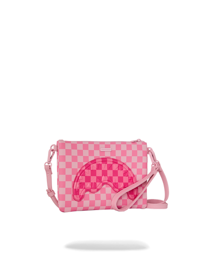 SPRAYGROUND® POUCHETTE PINK SHARKS IN PARIS PATCH CROSSOVER CLUTCH