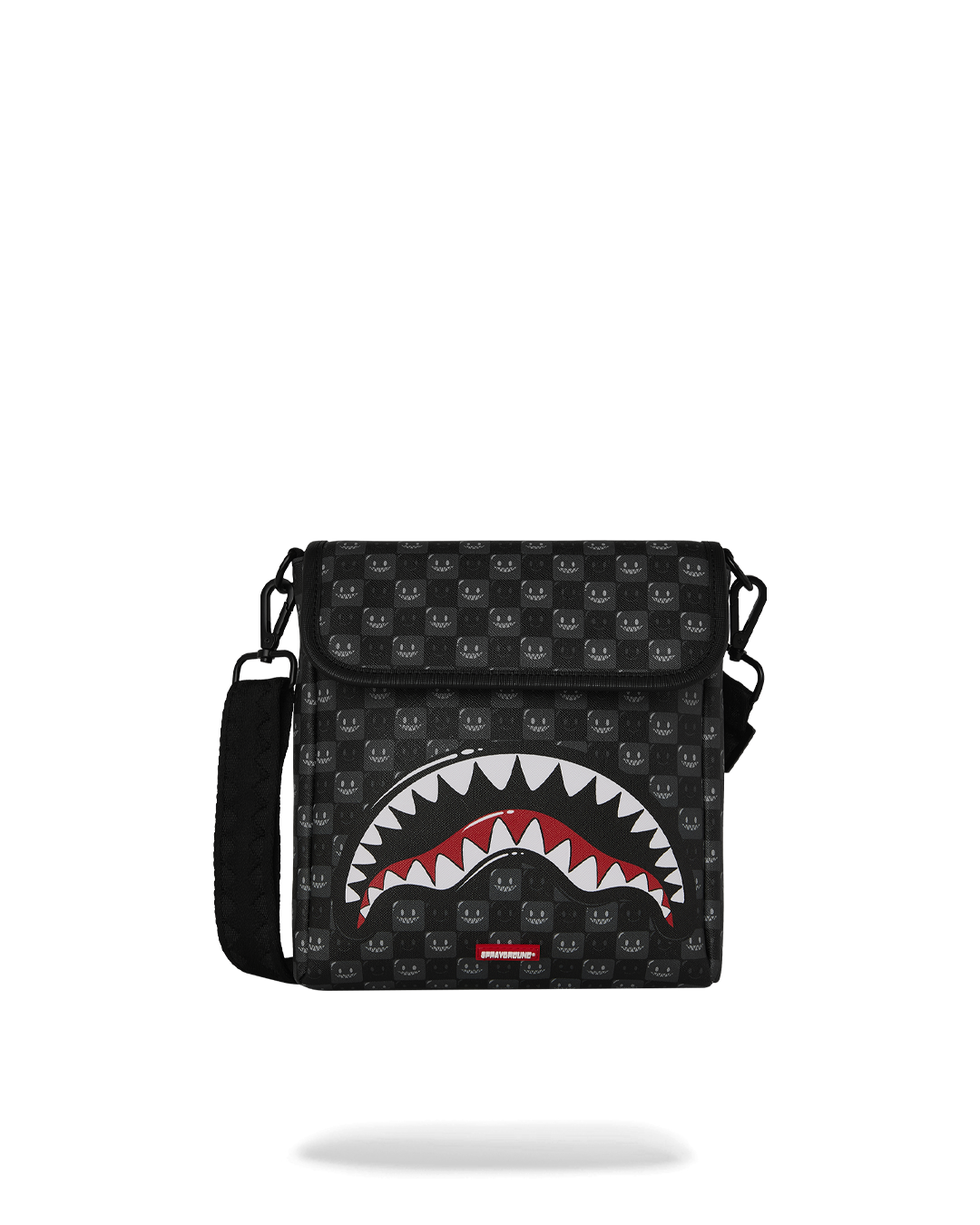 SPRAYGROUND® SLING SHARKS IN PARIS WTF BUBBLY BLACK CHECK MESSENGER SLING