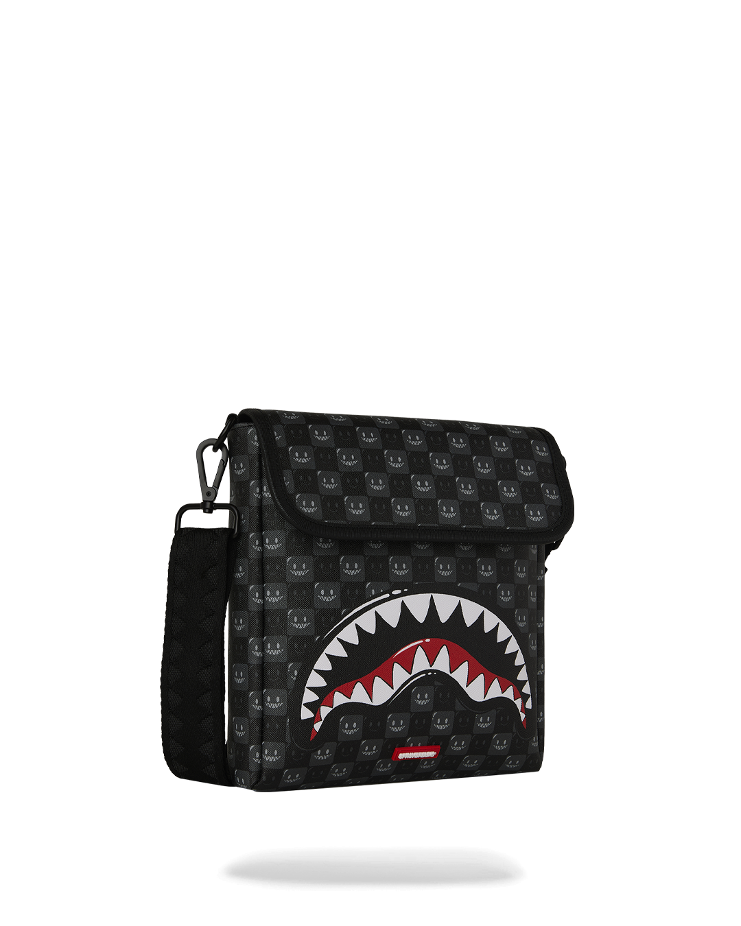 SPRAYGROUND® SLING SHARKS IN PARIS WTF BUBBLY BLACK CHECK MESSENGER SLING