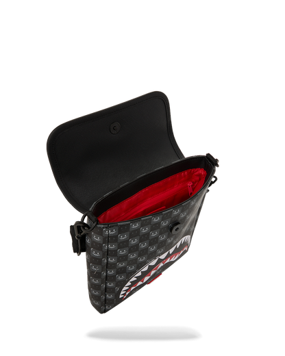 SPRAYGROUND® SLING SHARKS IN PARIS WTF BUBBLY BLACK CHECK MESSENGER SLING