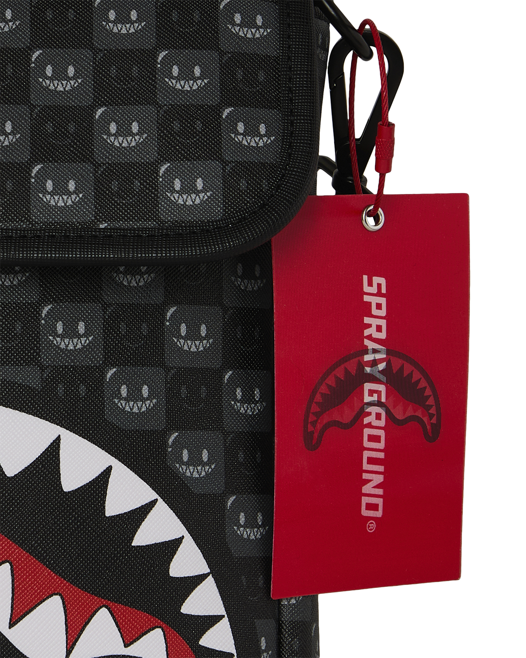 SPRAYGROUND® SLING SHARKS IN PARIS WTF BUBBLY BLACK CHECK MESSENGER SLING