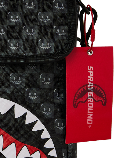 SPRAYGROUND® SLING SHARKS IN PARIS WTF BUBBLY BLACK CHECK MESSENGER SLING