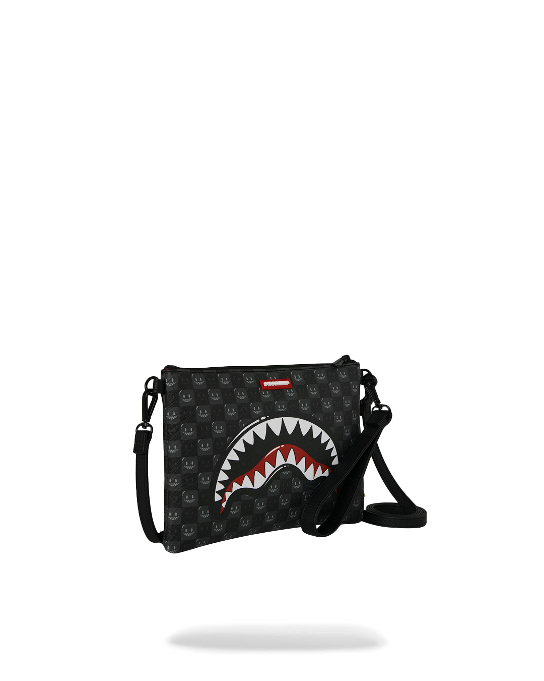 SPRAYGROUND® POUCHETTE SHARKS IN PARIS WTF BUBBLY BLACK CHECK CROSSOVER CLUTCH