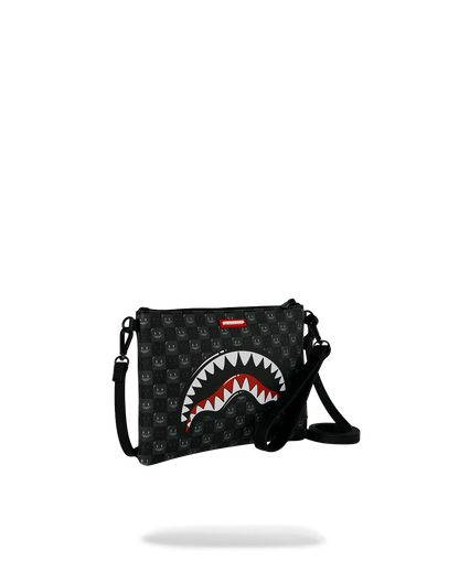 SPRAYGROUND® POUCHETTE SHARKS IN PARIS WTF BUBBLY BLACK CHECK CROSSOVER CLUTCH