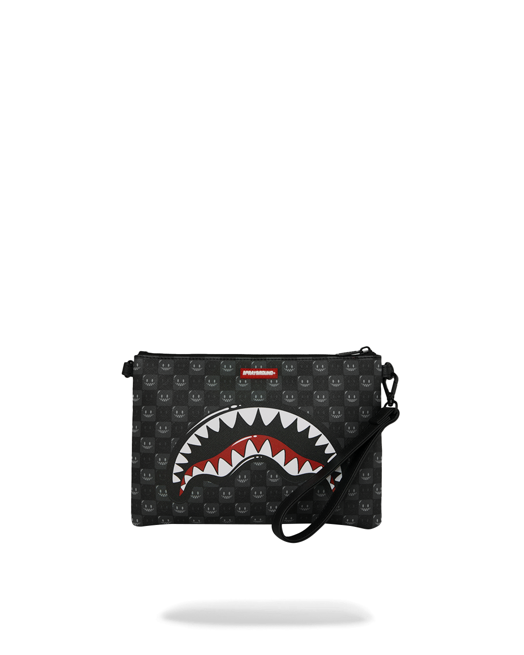 SPRAYGROUND® POUCHETTE SHARKS IN PARIS WTF BUBBLY BLACK CHECK CROSSOVER CLUTCH