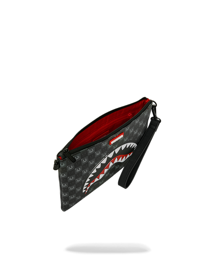 SPRAYGROUND® POUCHETTE SHARKS IN PARIS WTF BUBBLY BLACK CHECK CROSSOVER CLUTCH