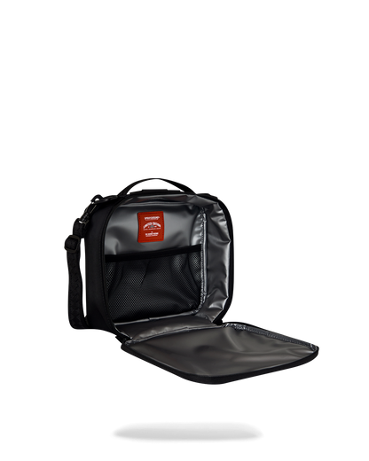 SPRAYGROUND® SNACK PACK SHARK CENTRAL BLACK NYLON CAMO EMBOSSED SHARK SNACKPACK