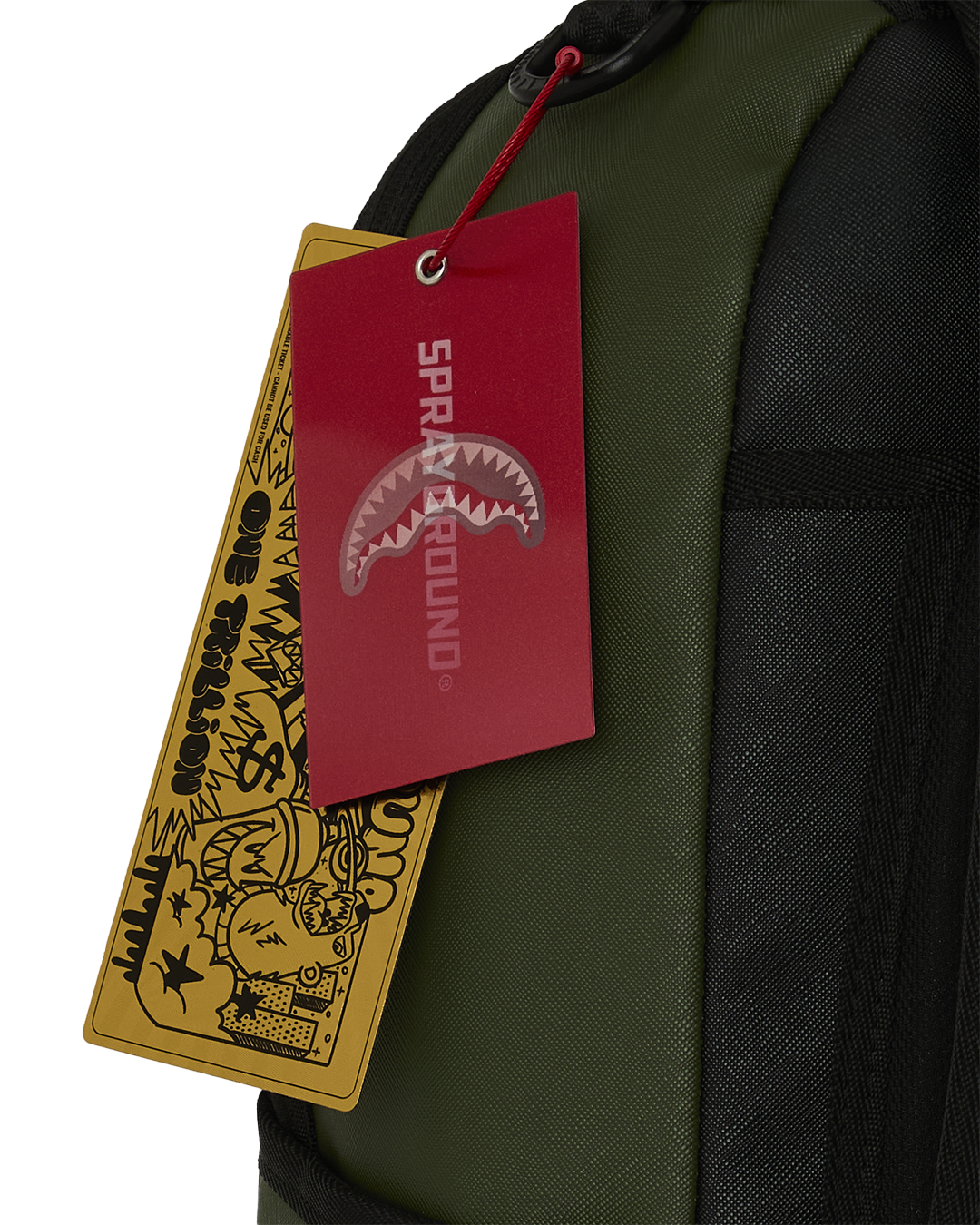 SPRAYGROUND® BACKPACK SHARK CENTRAL EMBOSSED GREEN NYLON BACKPACK