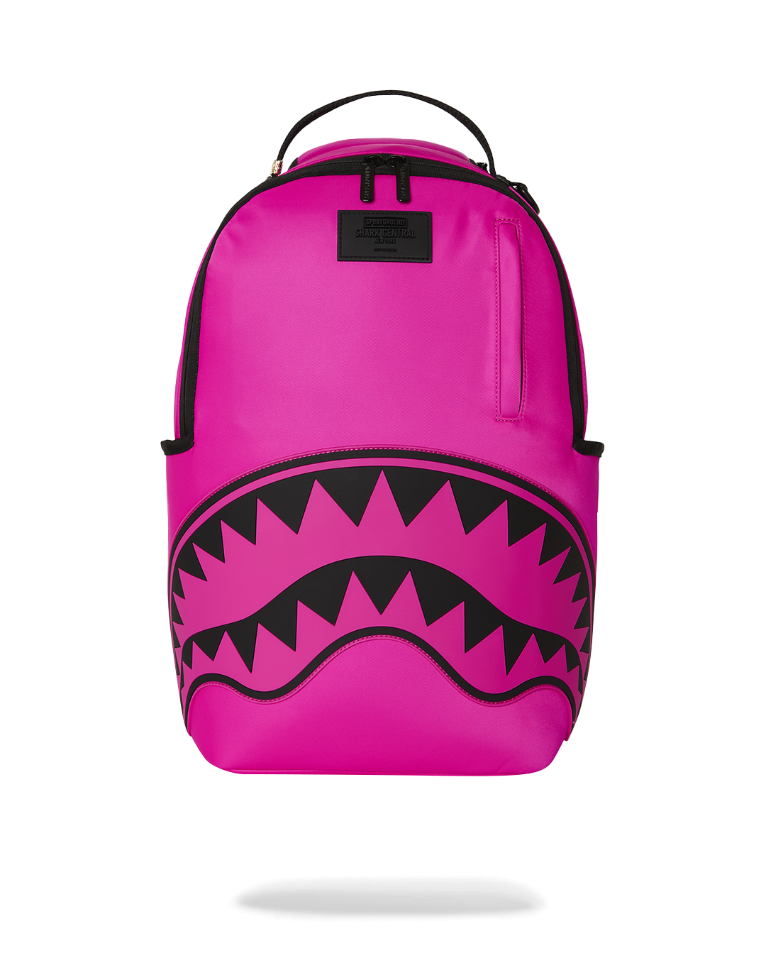 SPRAYGROUND® BACKPACK SHARK CENTRAL WHITE STENCIL SHARK PINK NYLON BACKPACK
