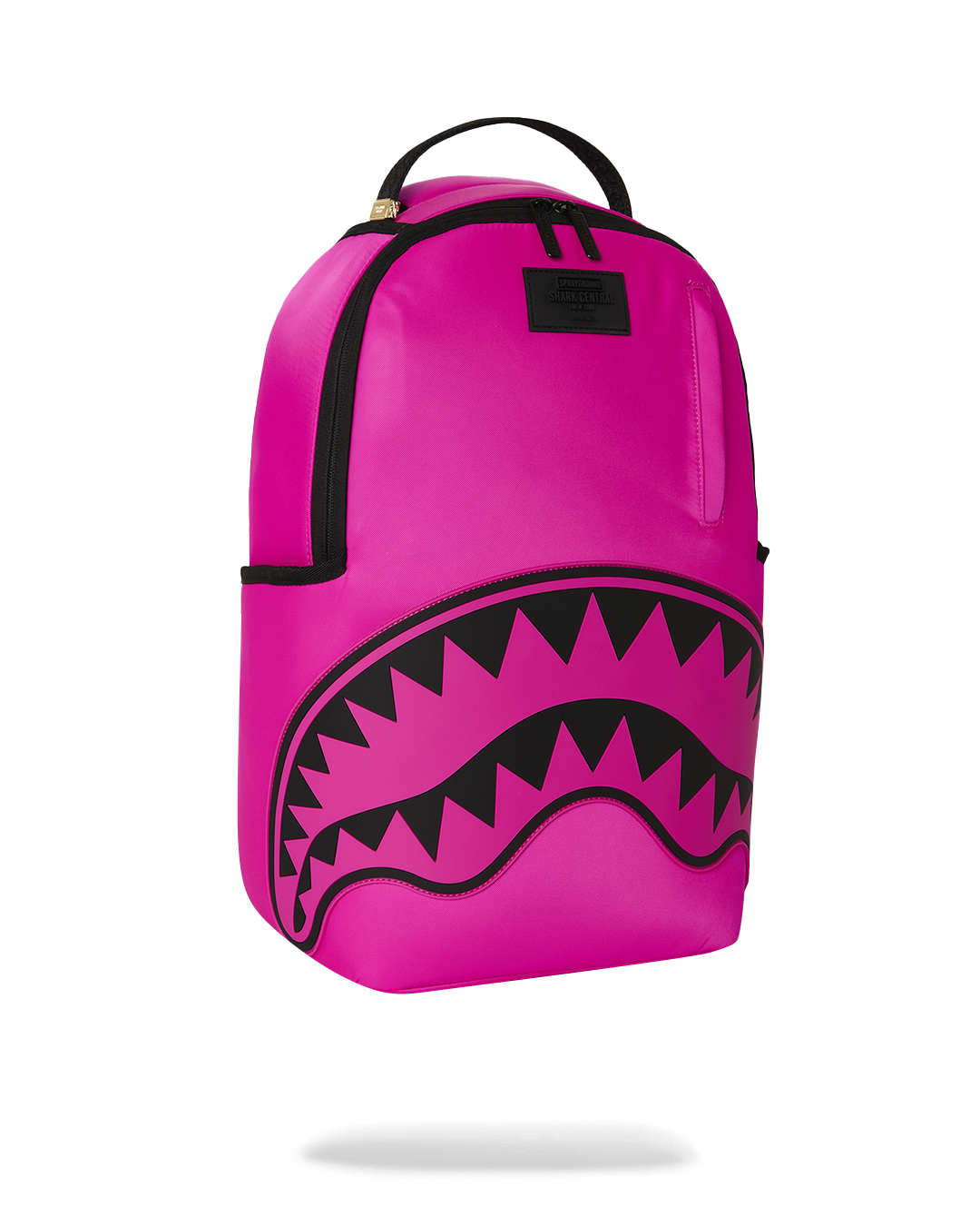 SPRAYGROUND® BACKPACK SHARK CENTRAL WHITE STENCIL SHARK PINK NYLON BACKPACK