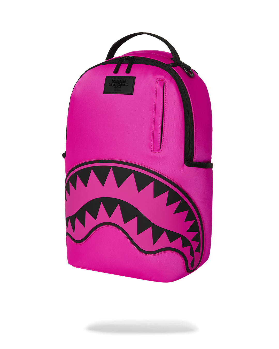 SPRAYGROUND® BACKPACK SHARK CENTRAL WHITE STENCIL SHARK PINK NYLON BACKPACK