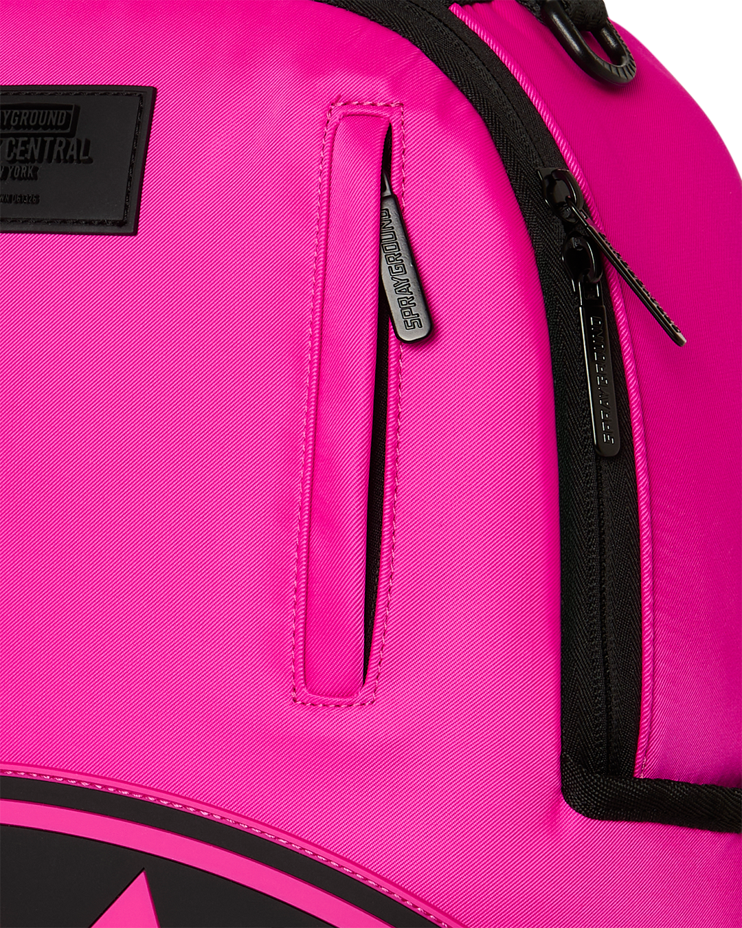 SPRAYGROUND® BACKPACK SHARK CENTRAL WHITE STENCIL SHARK PINK NYLON BACKPACK