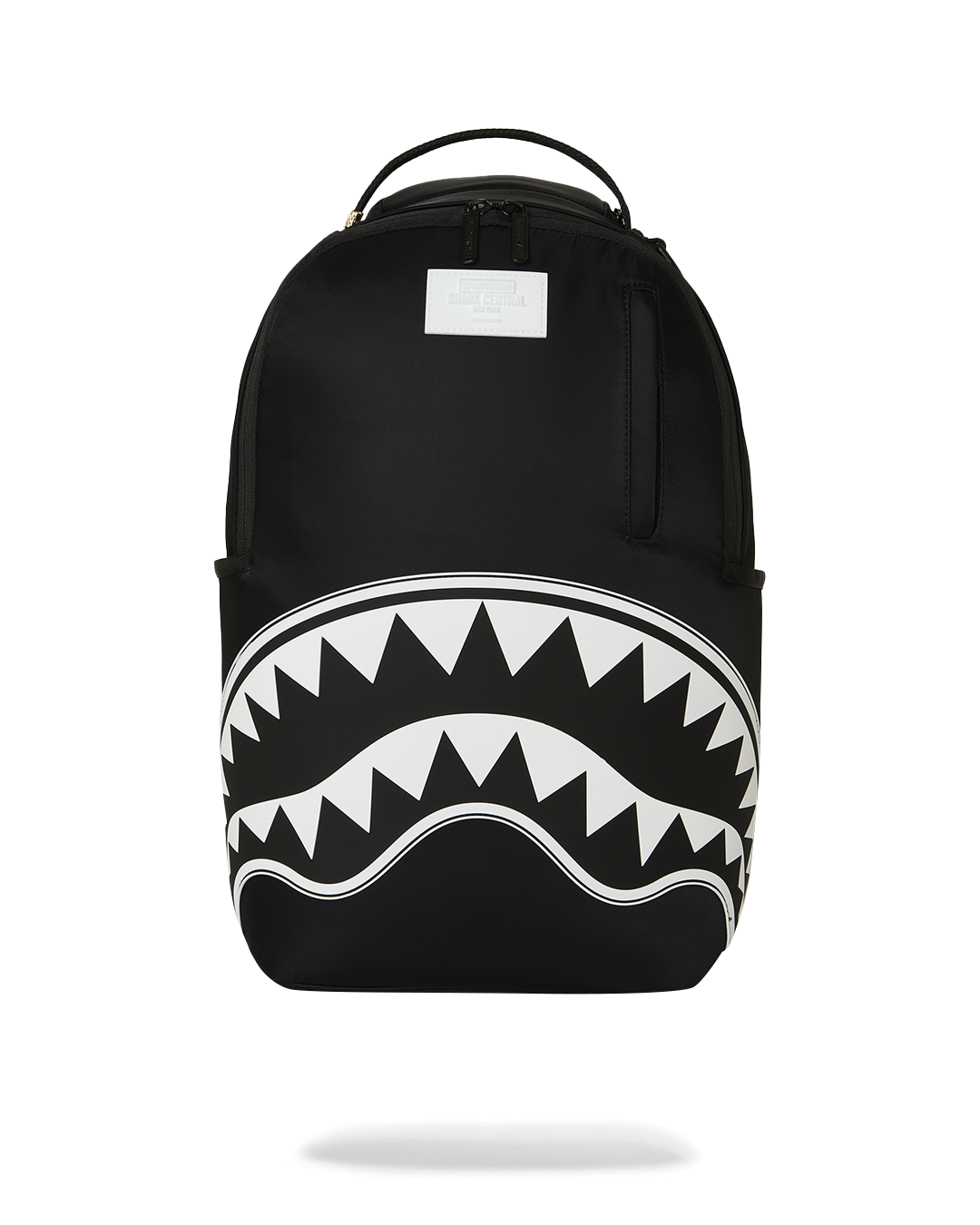 SPRAYGROUND® BACKPACK SHARK CENTRAL WHITE STENCIL SHARK BLACK NYLON BACKPACK
