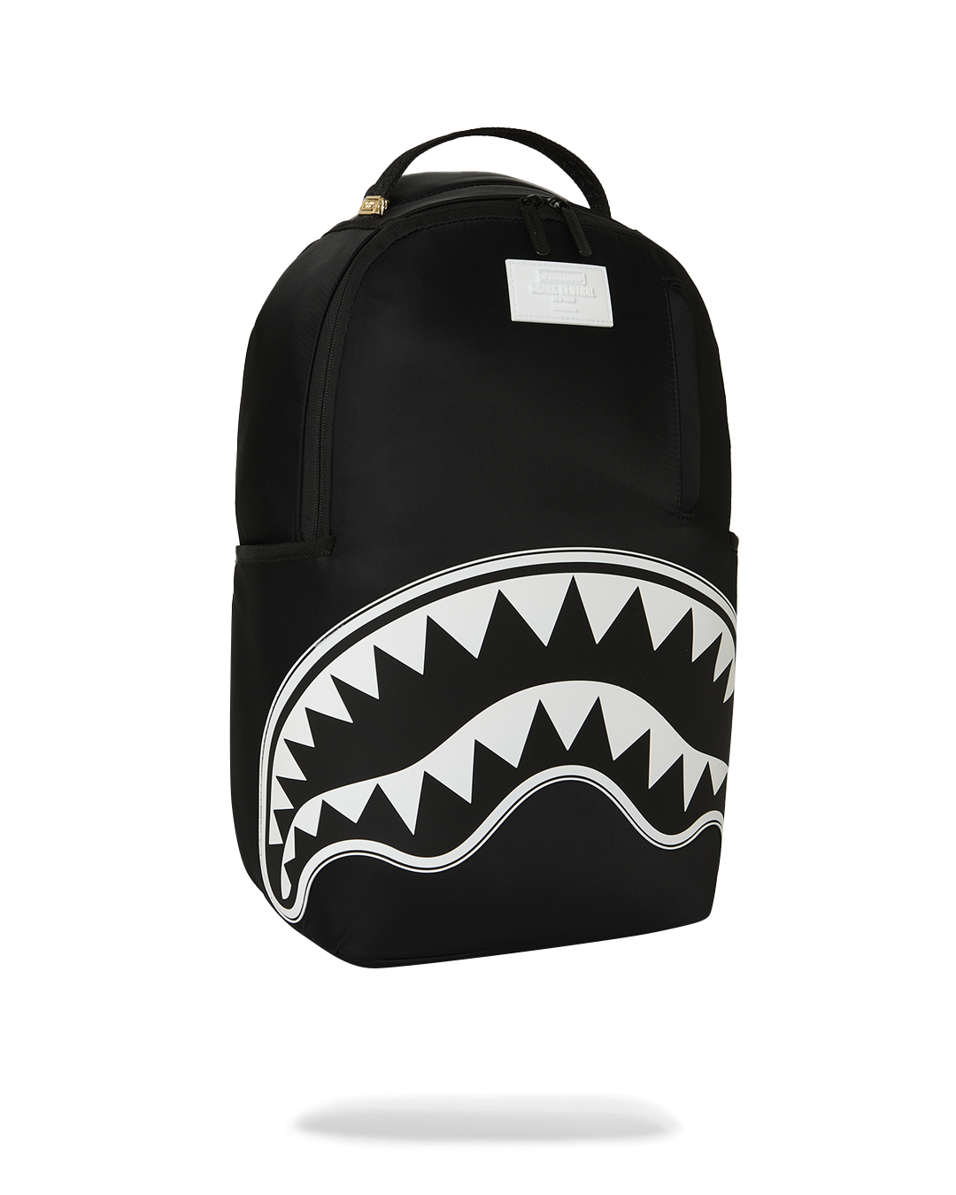 SPRAYGROUND® BACKPACK SHARK CENTRAL WHITE STENCIL SHARK BLACK NYLON BACKPACK