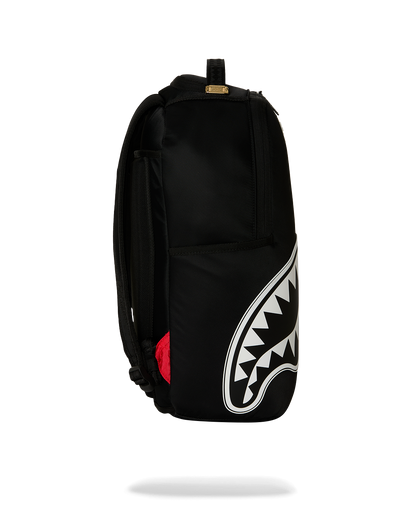 SPRAYGROUND® BACKPACK SHARK CENTRAL WHITE STENCIL SHARK BLACK NYLON BACKPACK