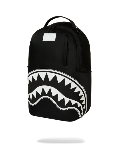 SPRAYGROUND® BACKPACK SHARK CENTRAL WHITE STENCIL SHARK BLACK NYLON BACKPACK