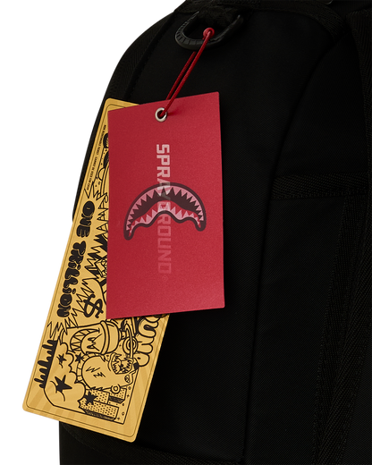 SPRAYGROUND® BACKPACK SHARK CENTRAL WHITE STENCIL SHARK BLACK NYLON BACKPACK