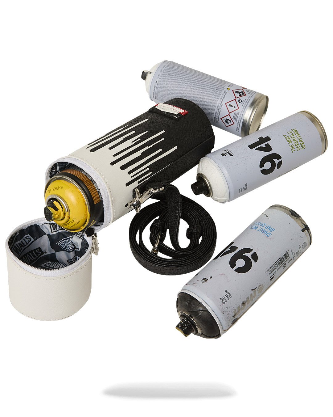 SPRAYGROUND® SPRAY PAINT CAN HOLDER WYNWOOD WALLS COLLAB WATER BOTTLE OR SPRAYCAN HOLDER (BLK/WHT)