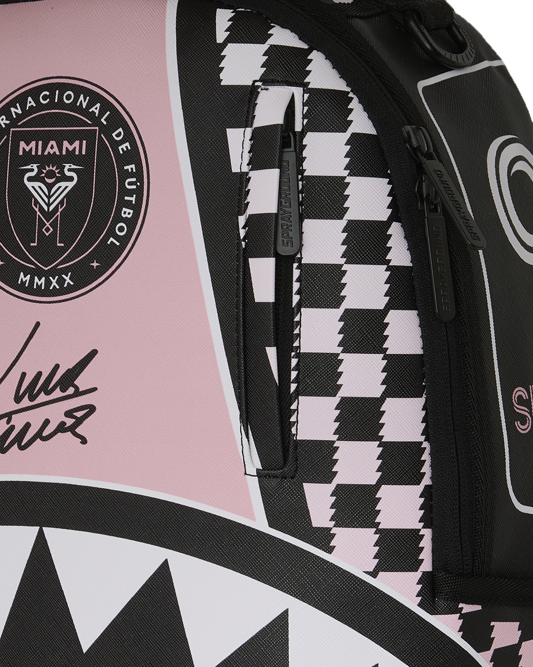 SPRAYGROUND® BACKPACK MLS COLLAB - INTERMIAMI LUIS SUAREZ PINK STRIPE BACKPACK