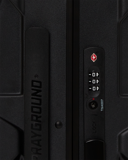 SPRAYGROUND® LUGGAGE REALITY CHECK SHARKNAUTICS HARDSHELL CARRY-ON JETBLACK LUGGAGE (GUNMETAL HARDWARE)