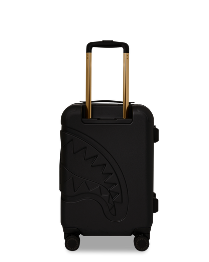SPRAYGROUND® LUGGAGE REALITY CHECK SHARKNAUTICS HARDSHELL CARRY-ON JETBLACK LUGGAGE (GOLD HARDWARE)