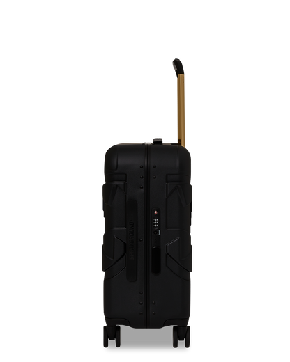 SPRAYGROUND® LUGGAGE REALITY CHECK SHARKNAUTICS HARDSHELL CARRY-ON JETBLACK LUGGAGE (GOLD HARDWARE)