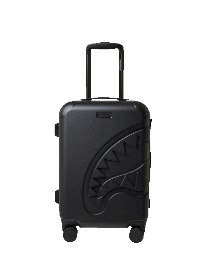 SPRAYGROUND® LUGGAGE CARGO PATCHES SHARKITECTURE CARRY-ON LUGGAGE BLACK WITH EXTRA STICKERS