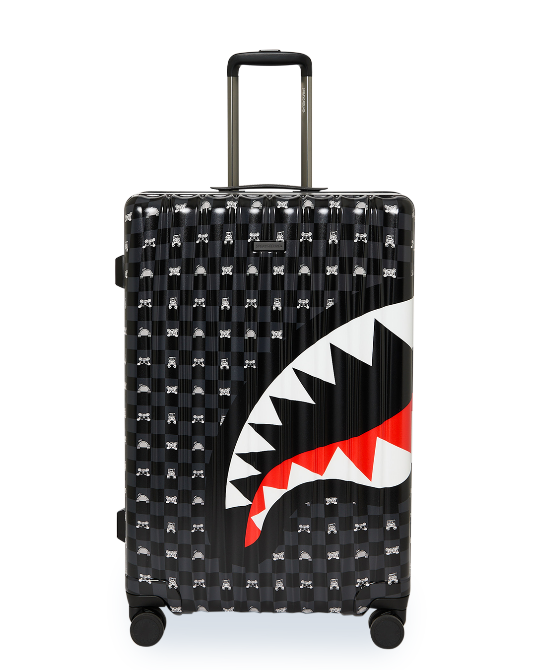 SPRAYGROUND® LUGGAGE GRAY PEEKING CHARACTER CHECK FULL-SIZE LUGGAGE