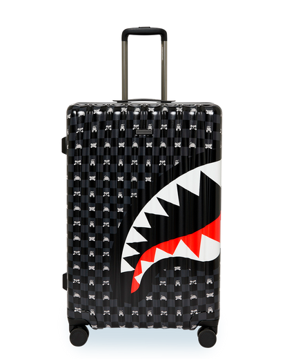 SPRAYGROUND® LUGGAGE GRAY PEEKING CHARACTER CHECK FULL-SIZE LUGGAGE