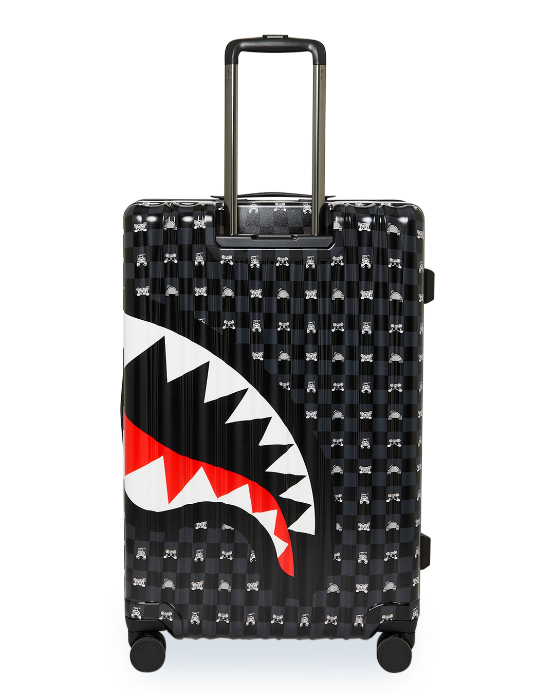 SPRAYGROUND® LUGGAGE GRAY PEEKING CHARACTER CHECK FULL-SIZE LUGGAGE