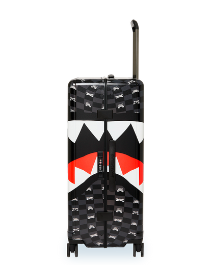 SPRAYGROUND® LUGGAGE GRAY PEEKING CHARACTER CHECK FULL-SIZE LUGGAGE