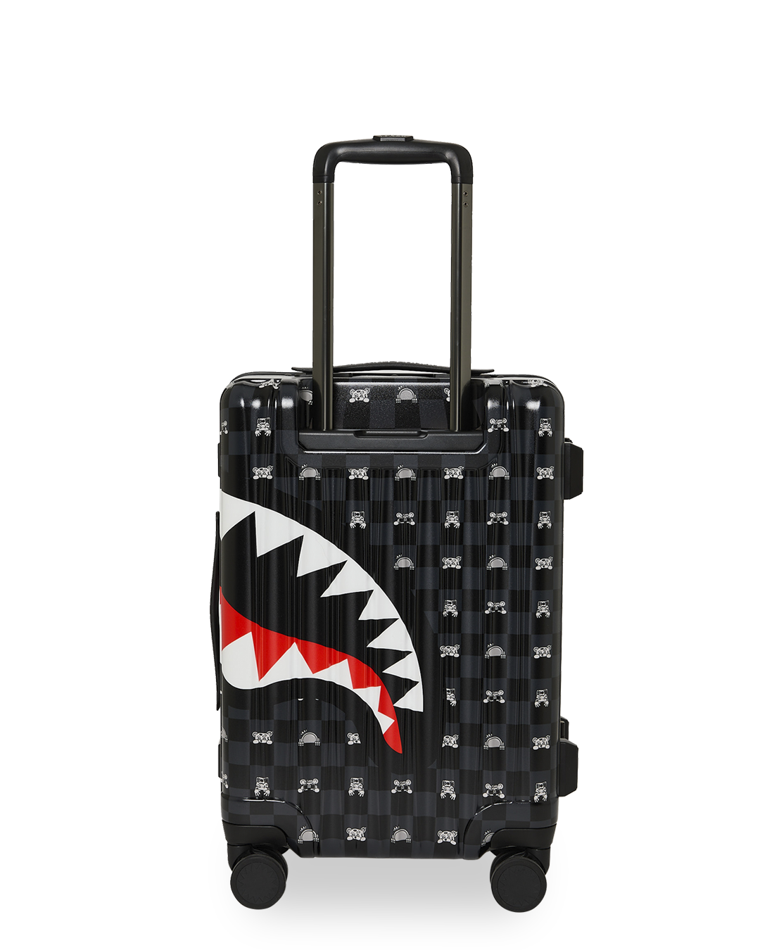 SPRAYGROUND® LUGGAGE GRAY PEEKING CHARACTER CHECK CARRY-ON LUGGAGE