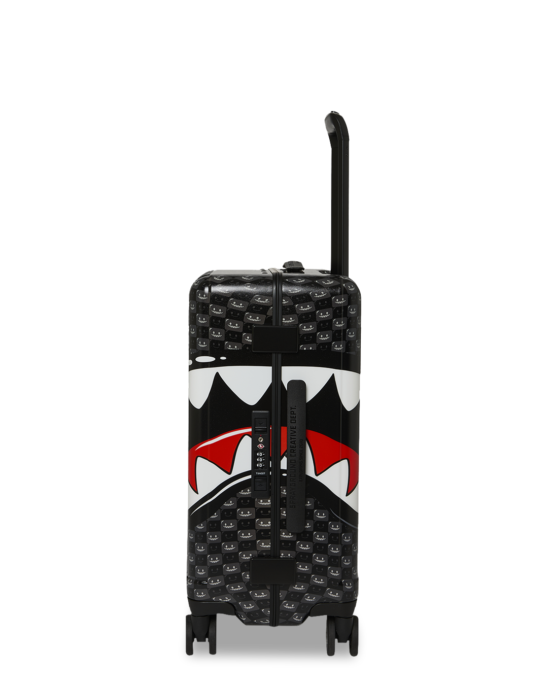 SPRAYGROUND® LUGGAGE SHARKS IN PARIS WTF BUBBLY BLACK CHECK CARRY-ON LUGGAGE