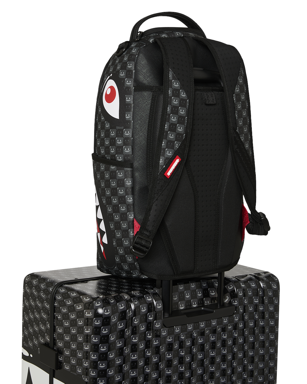 SPRAYGROUND® LUGGAGE SHARKS IN PARIS WTF BUBBLY BLACK CHECK FULL-SIZE LUGGAGE
