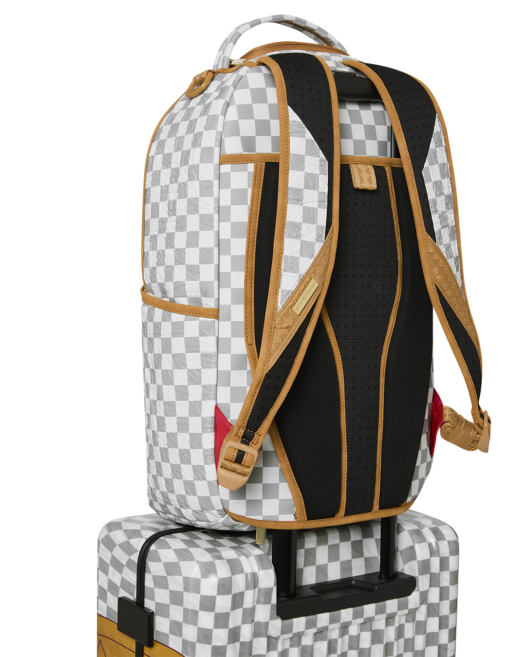 SPRAYGROUND® LUGGAGE EMBOSSED CREAM CHECK CARRY-ON LUGGAGE