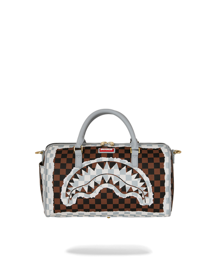 SPRAYGROUND® DUFFLE CREAM AND BROWN TEAR CHECK MINI DUFFLE