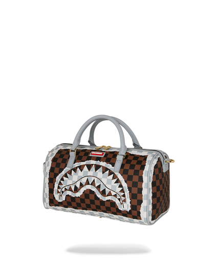 SPRAYGROUND® DUFFLE CREAM AND BROWN TEAR CHECK MINI DUFFLE