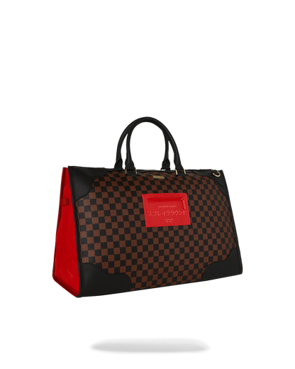 SPRAYGROUND® DUFFLE RED REDEMPTION PYRAMID DUFFLE