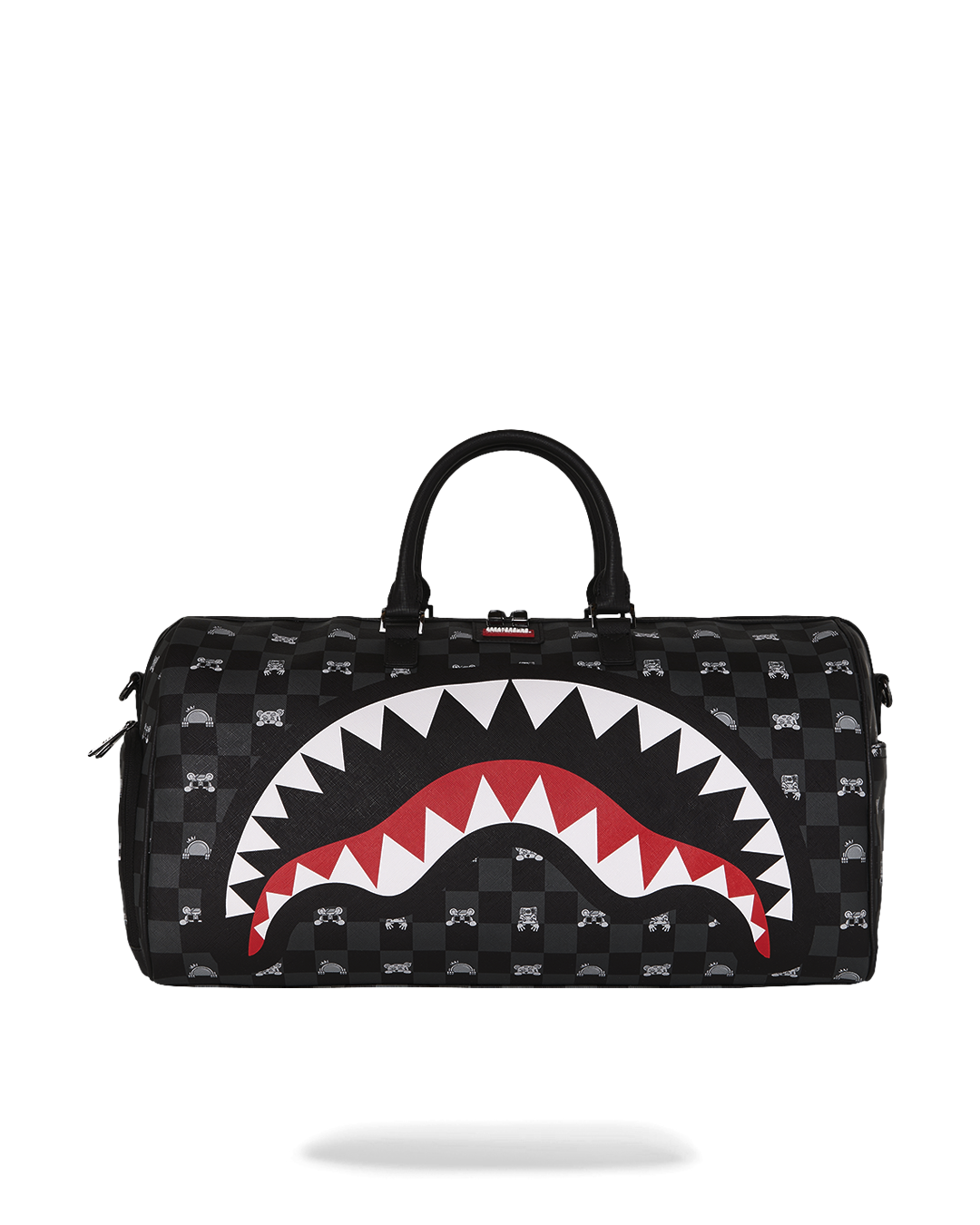 SPRAYGROUND® DUFFLE GRAY PEEKING CHARACTER CHECK DUFFLE
