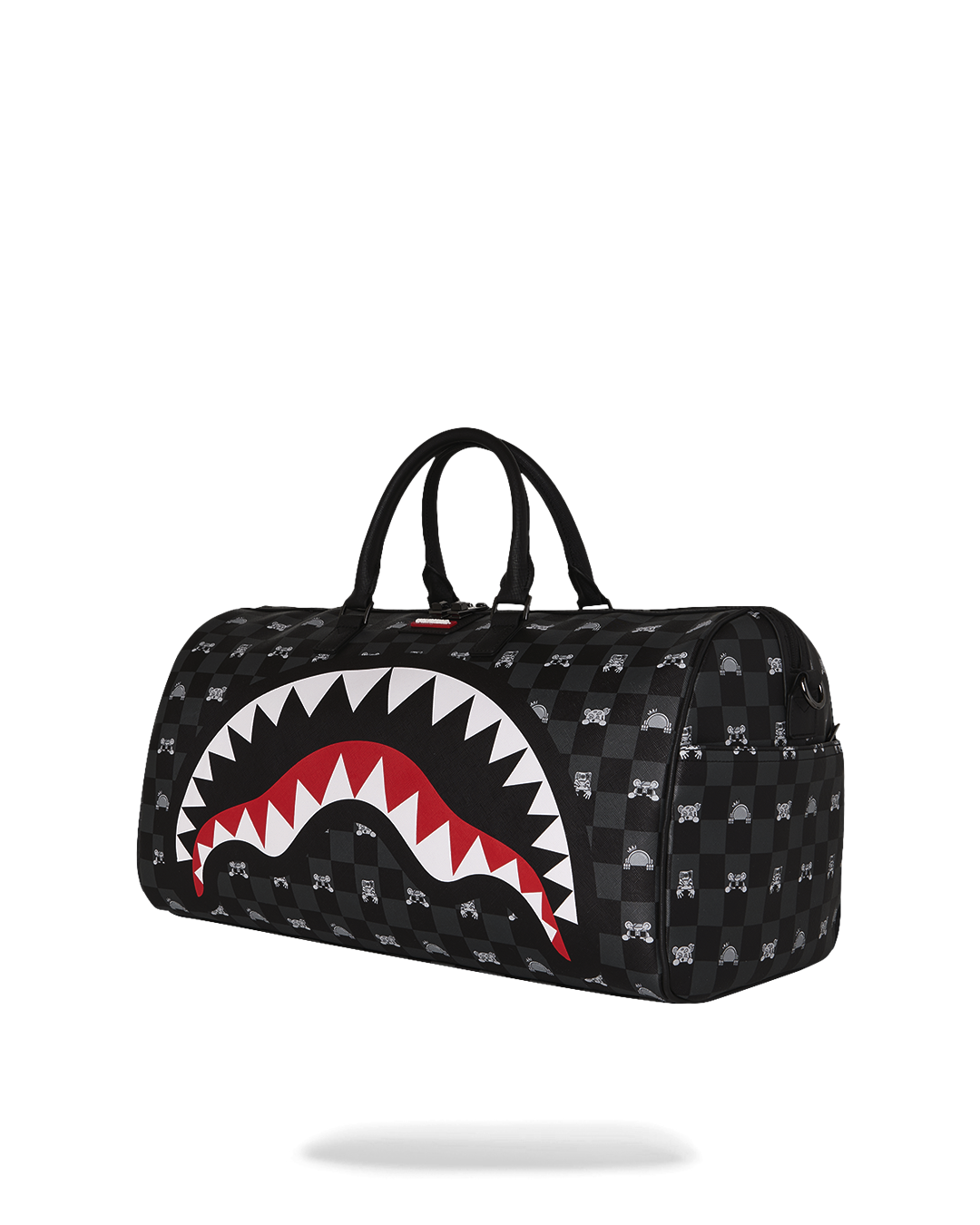 SPRAYGROUND® DUFFLE GRAY PEEKING CHARACTER CHECK DUFFLE