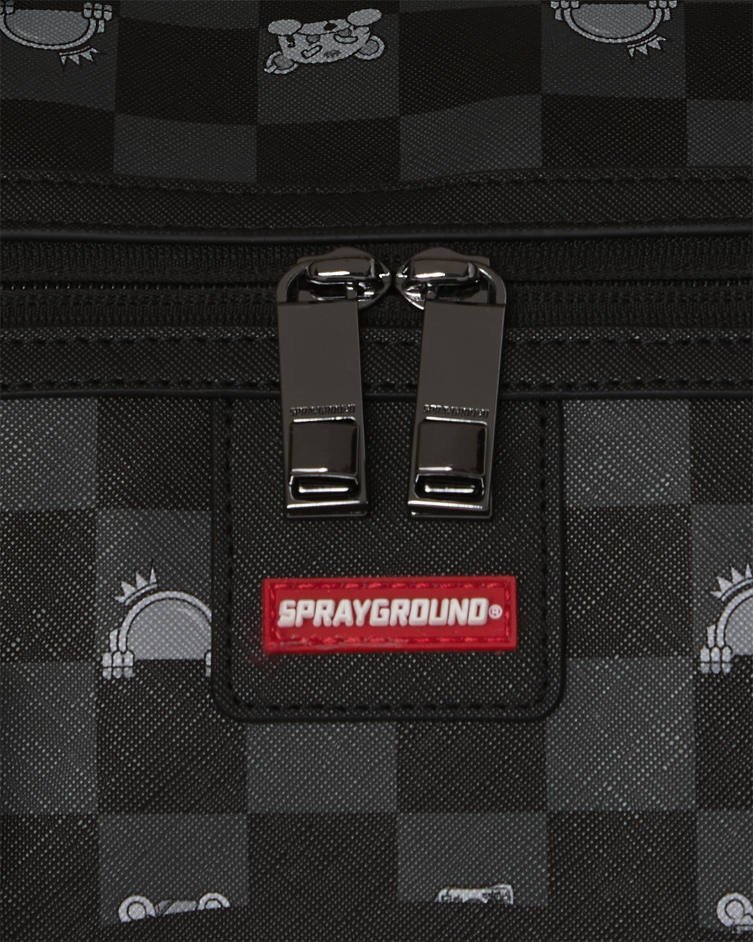 SPRAYGROUND® DUFFLE GRAY PEEKING CHARACTER CHECK DUFFLE